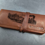 Vintage-Federmäppchen aus echtem Büffelleder