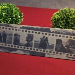 Schieferplatte 30x10 cm Motiv "Filmrolle" für 4 Fotos mit optionaler Aufhängung