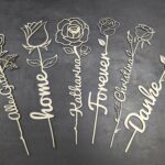 Holz-Rose mit Wunsch-Schriftzug (6 Modelle)