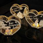 Herz-Windlicht aus Holz mit Wunschtext und Motivwahl