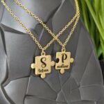 2er Set Halsketten mit Puzzle-Anhänger aus Edelstahl (gold, silber)