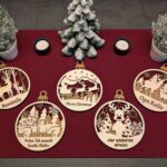 3D-Weihnachtsbaum-Kugel Holz-Anhänger mit optionalem Wunschtext (5 Motive)