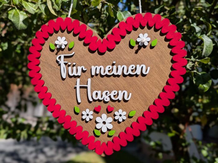 Großes Lebkuchenherz aus Holz mit Wunschtext und Farbwahl – Bild 4