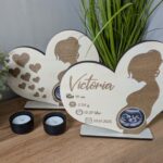 Herz-Aufsteller / Bilderrahmen für Ultraschallfoto aus Holz